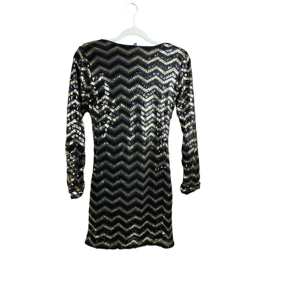 H&M Women's Sequin Black & Gold Mini Dress - Picture 2 of 7